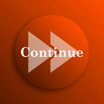 Continue icon. Internet button on orange background. 스톡 일러스트