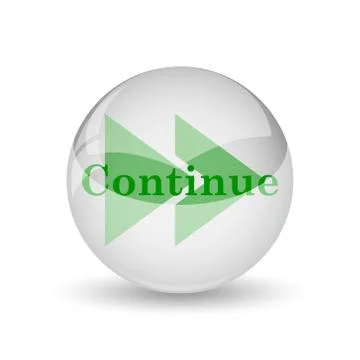 Continue icon. Internet button on white background.. Illustrazione stock