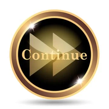 Continue icon. Internet button on white background.. Stock Illustration