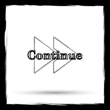 Continue icon. Internet button on white background. Outline design imitating  스톡 일러스트