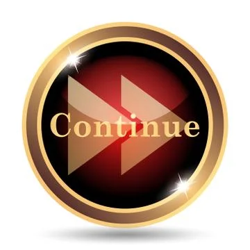 Continue icon. Internet button on white background.. 스톡 일러스트