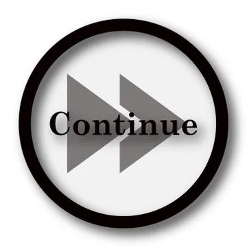 Continue icon. Internet button on white background.. Illustrazione stock
