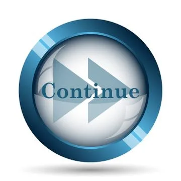 Continue icon. Internet button on white background.. Illustrazione stock