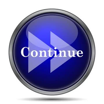 Continue icon. Internet button on white background.. Illustrazione stock