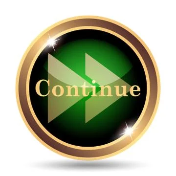 Continue icon. Internet button on white background.. 스톡 일러스트