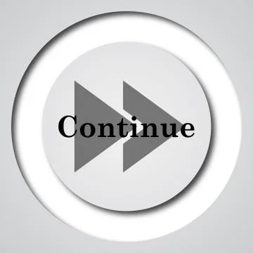 Continue icon. Internet button on white background.. Illustrazione stock