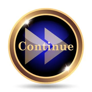 Continue icon. Internet button on white background.. Illustrazione stock