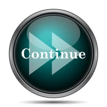Continue icon. Internet button on white background.. Illustrazione stock