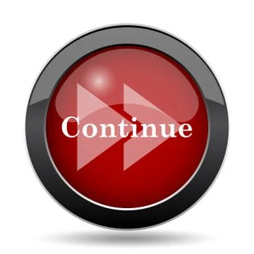 Continue icon. Internet button on white background.. Illustrazione stock