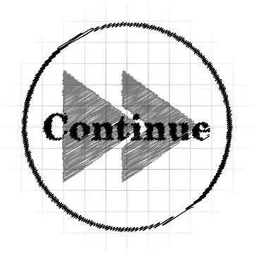 Continue icon. Internet button on white background.. Illustrazione stock