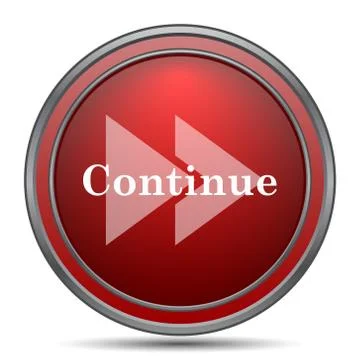 Continue icon. Internet button on white background.. Illustrazione stock