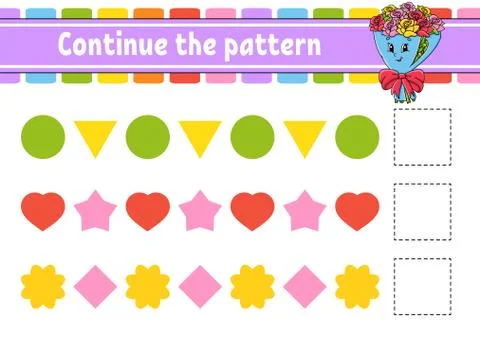 Continue the pattern. Education developing worksheet. Game for kids. Activity Illustrazione stock