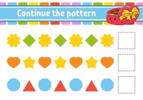 Continue the pattern. Education developing worksheet. Game for kids. Activity Illustrazione stock