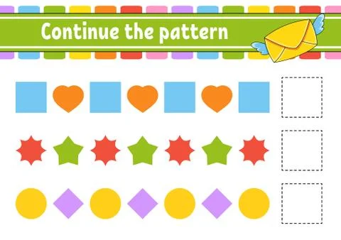Continue the pattern. Education developing worksheet. Game for kids. Activity Illustrazione stock