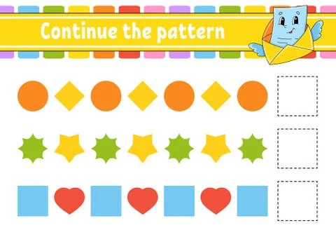 Continue the pattern. Education developing worksheet. Game for kids. Activity Illustrazione stock