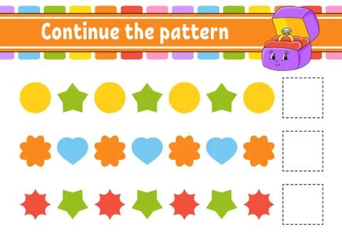 Continue the pattern. Education developing worksheet. Game for kids. Activity Illustrazione stock