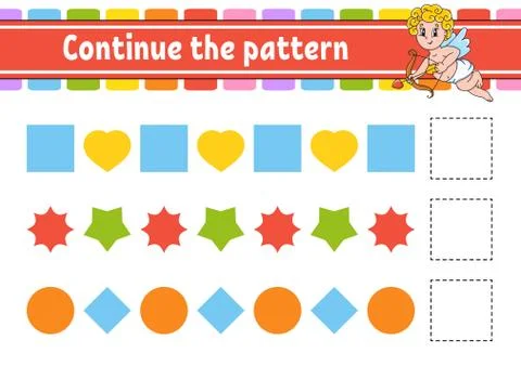 Continue the pattern. Education developing worksheet. Game for kids. Activity Illustrazione stock