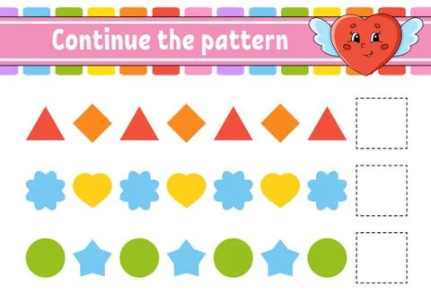 Continue the pattern. Education developing worksheet. Game for kids. Activity Illustrazione stock