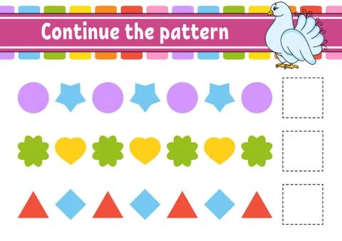 Continue the pattern. Education developing worksheet. Game for kids. Activity Illustrazione stock