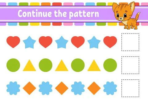 Continue the pattern. Education developing worksheet. Game for kids. Activity Illustrazione stock