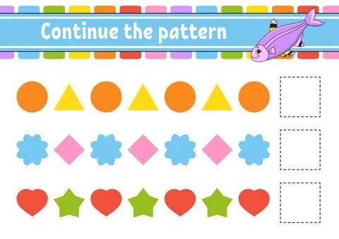 Continue the pattern. Education developing worksheet. Game for kids. Activity Illustrazione stock