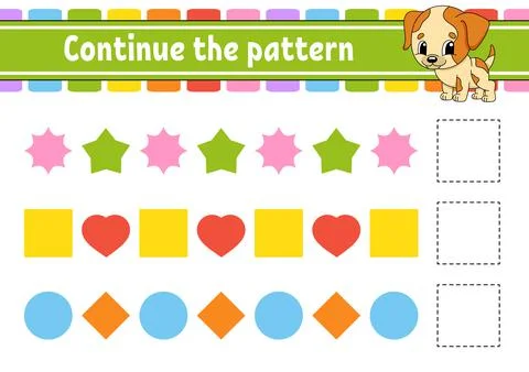 Continue the pattern. Education developing worksheet. Game for kids. Activity Illustrazione stock