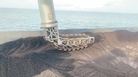 Continues ship unloader for coal on power plant. Stock Footage 295366737