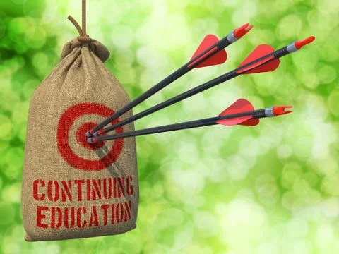 Continuing Education - Arrows Hit in Red Target Stock Illustration