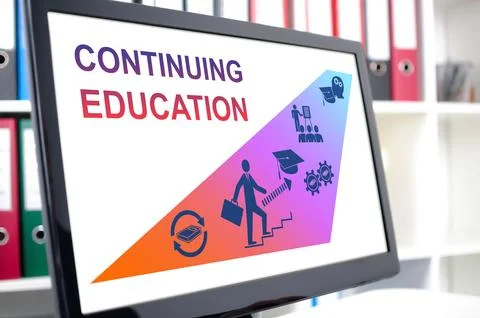 Continuing education concept on a computer screen Stock Photos