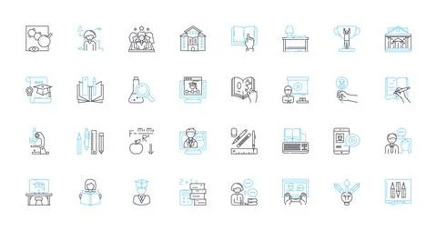 Continuing Education linear icons set. Development, Progression, Advancement Illustrazione stock