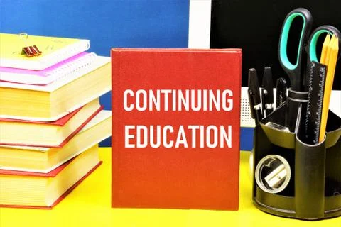 Continuing education. Text label in the textbook. Stock Photos
