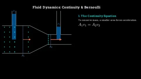 Continuity and Bernoulli in fluid dynamics Vídeo Stock 335400400