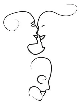 Continuous abstract line minimalistic faces of women and couple Stockillustratie