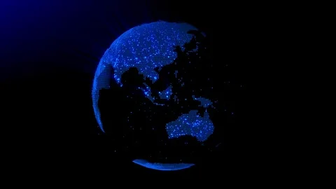 Continuous animation loop of rotating blue Earth formed out of particles Stock Footage 260317157