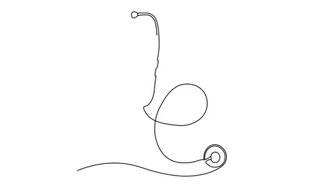Continuous animation of stethoscope, one line. Stock Footage 244764184