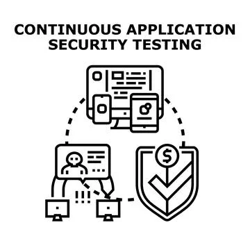 Continuous application security testing process identifying vulnerabilities 스톡 일러스트