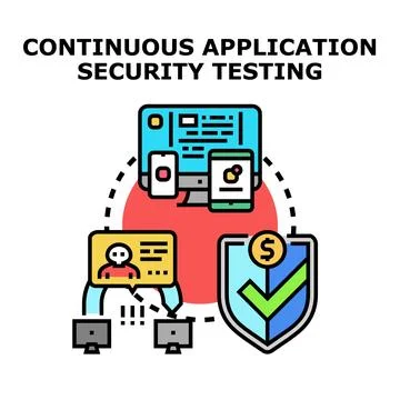 Continuous application security testing process identifying vulnerabilities Illustrazione stock