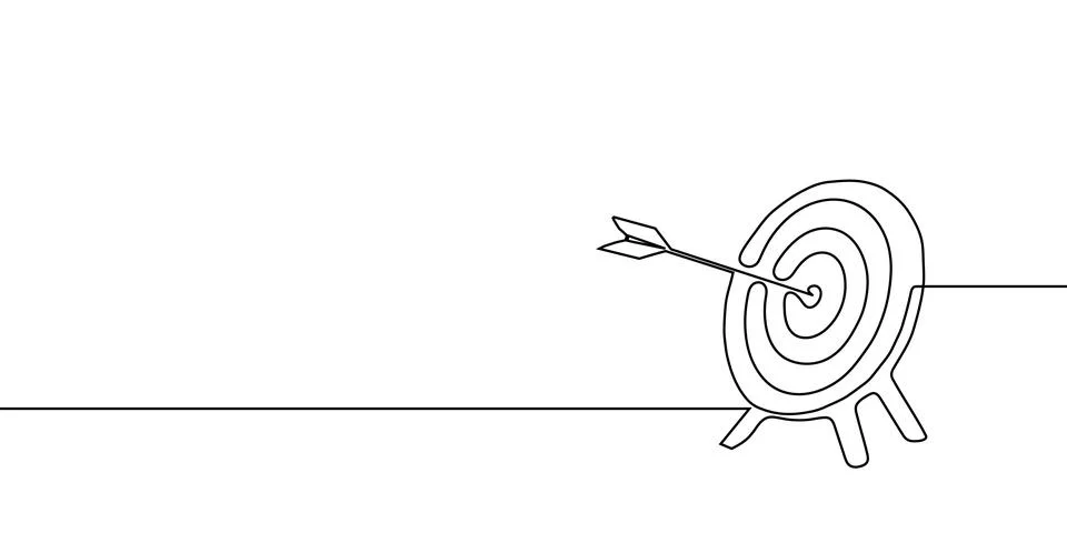 Continuous arrow line art up one drawing target icon direction down. Line Stock Illustration