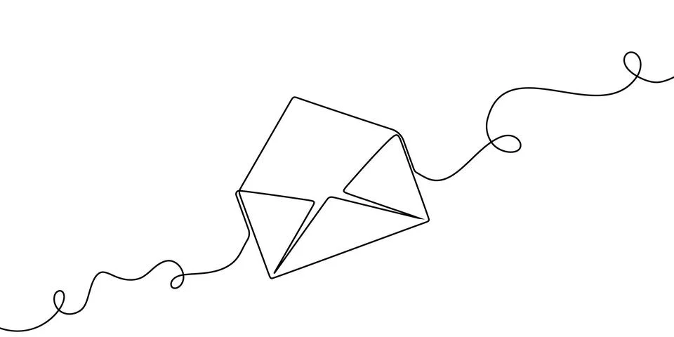 Continuous art line one mail icon email letter vector paper message. Art Stock Illustration