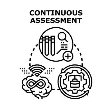 Continuous assessment process evaluating data and performance Stock Illustration