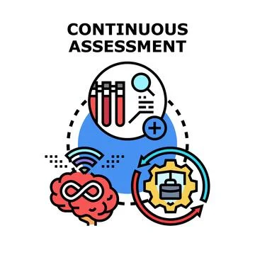 Continuous assessment process evaluating data and performance Stock Illustration