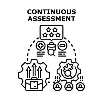 Continuous assessment process evaluating performance and feedback loop 스톡 일러스트
