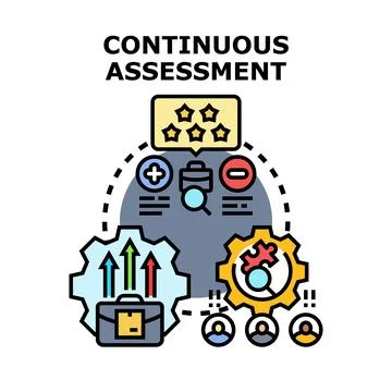 Continuous assessment process evaluating performance and feedback loop 스톡 일러스트