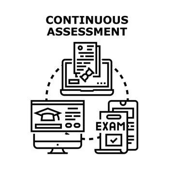 Continuous assessment using digital platforms concept illustration Illustrazione stock