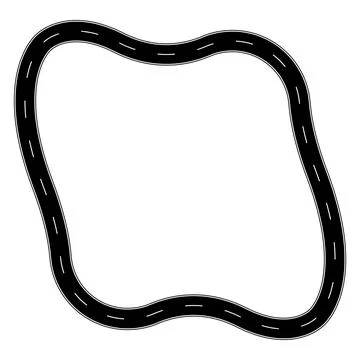 Continuous black asphalt loop road with central dashed lane markings Illustration