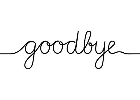 Continuous black line drawing word Goodbye. Minimalist outline googbye concep Stock Illustration