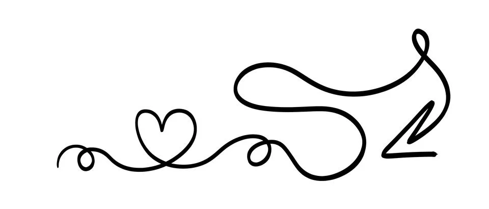 A continuous black line forms a heart shape transitioning Stock Illustration