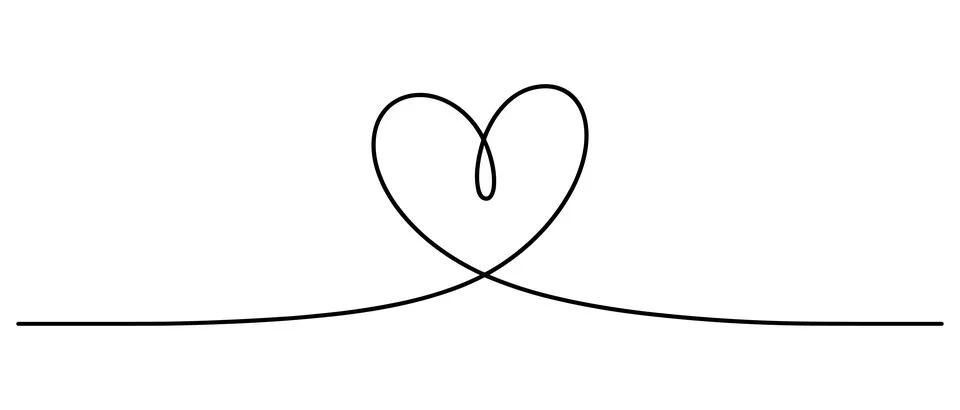 Continuous black line of a heart shape on a white background Keywords: hear.. Stock Illustration