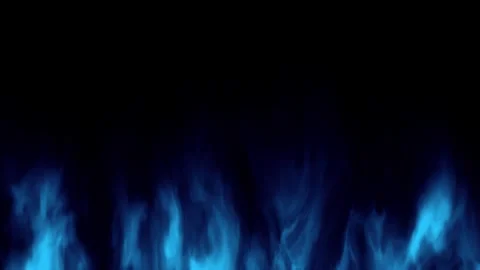 Continuous Blue Fire Flames Rising from Ground on Black Background Stock Footage 339992675