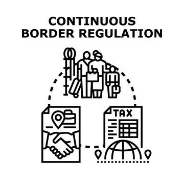 Continuous border regulation controlling global immigration and travel Stock Illustration